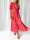 Alva - Elegant V-Neck Maxi Dress with Puff Sleeves