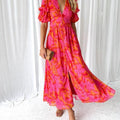 Alva - Elegant V-Neck Maxi Dress with Puff Sleeves