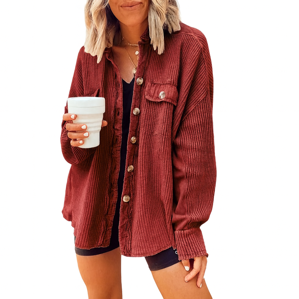 Luvira™ Waffle Knit Button-Up Shirt