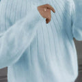 ALEXIA | ELEGANT RIBBED SWEATER WITH ROUND NECK AND FLUFFY COLLAR