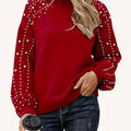 Quinlee - Knitted Sweater with Long Sleeves and Round Neck