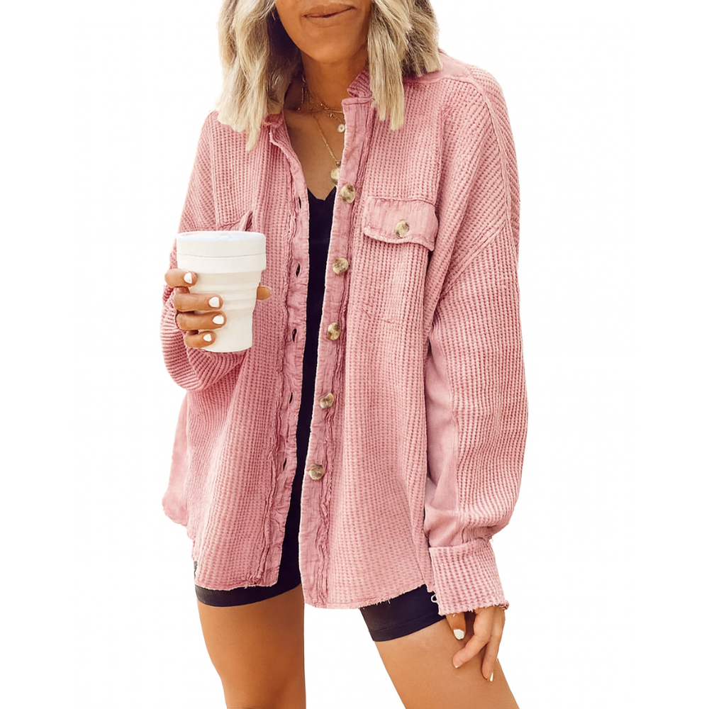Luvira™ Waffle Knit Button-Up Shirt