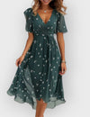 Daisy | Stylish V-Neck Floral Print Midi Dress