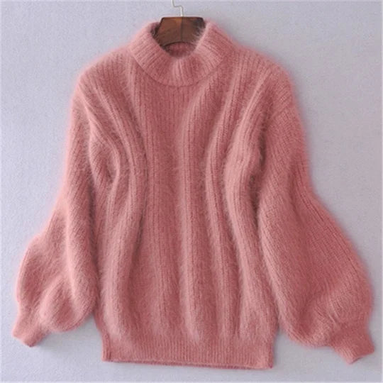 Loose, plain knit sweater - vintage Angora sweater