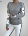 ALISON | ELEGANT KNITTED SWEATER WITH FLORAL PRINT AND TUMMY COVERAGE