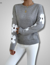 ALISON | ELEGANT KNITTED SWEATER WITH FLORAL PRINT AND TUMMY COVERAGE
