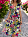 Rosalind - Loose dress with floral print and deep V-neck