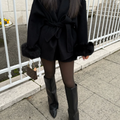 Wool coat with fur