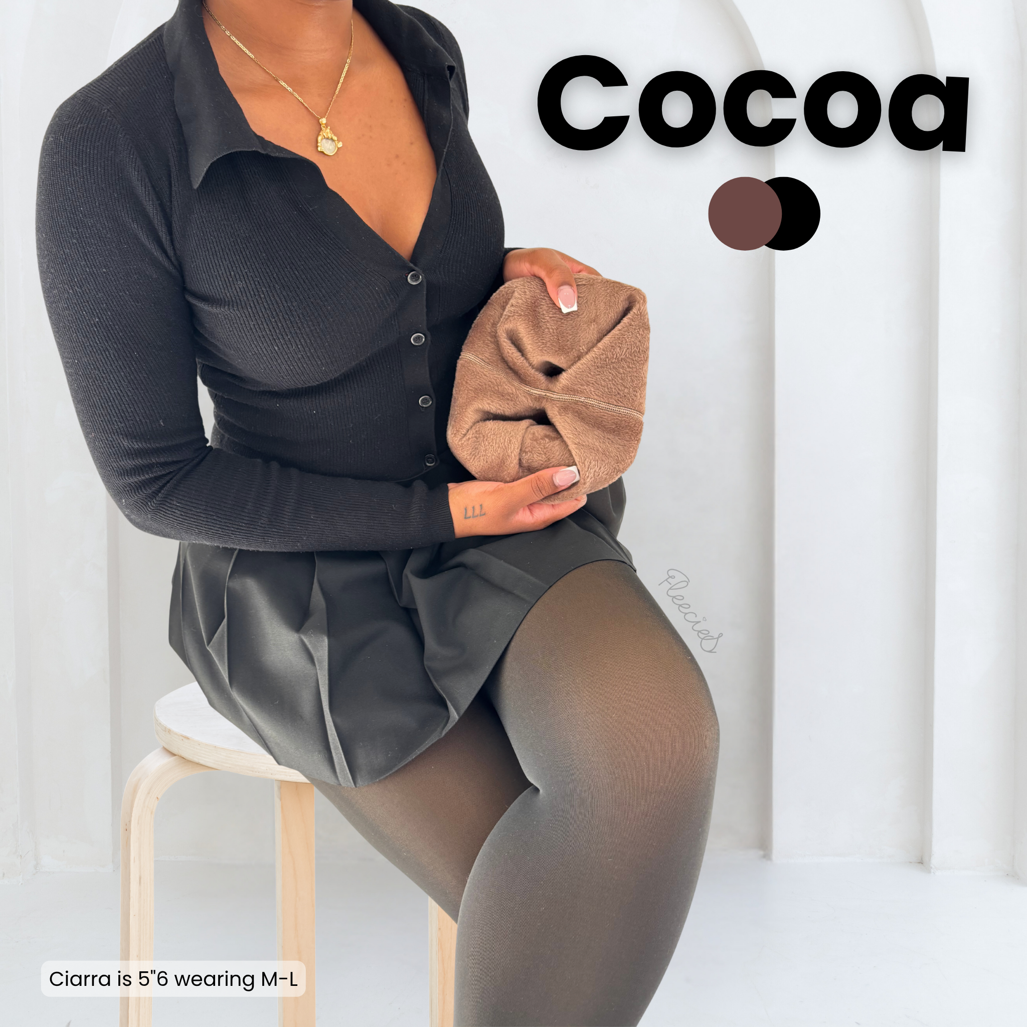 Fleece-lined tights with bare-leg look