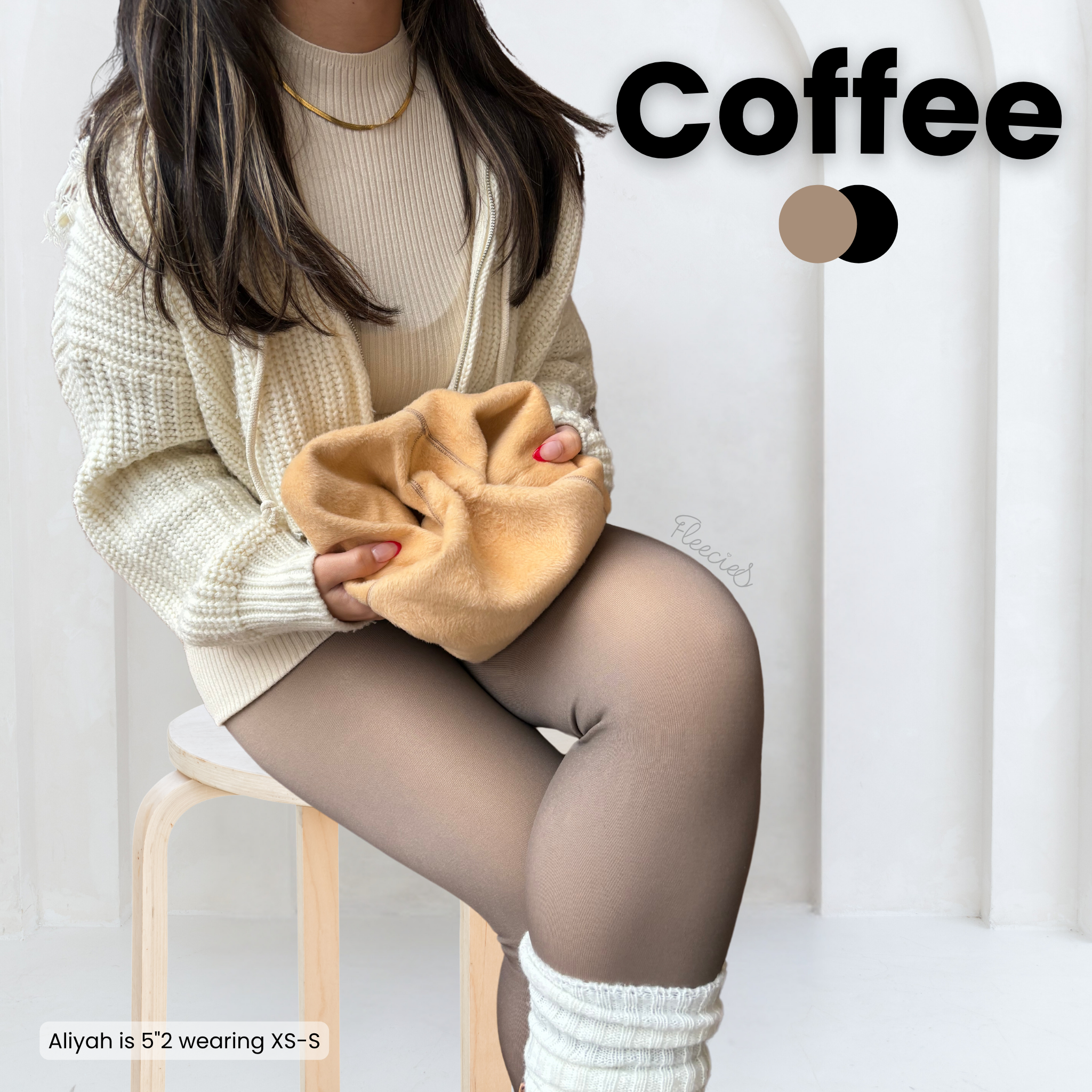 Fleece-lined tights with bare-leg look