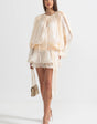 Luna mini dress with pleats and lantern sleeves