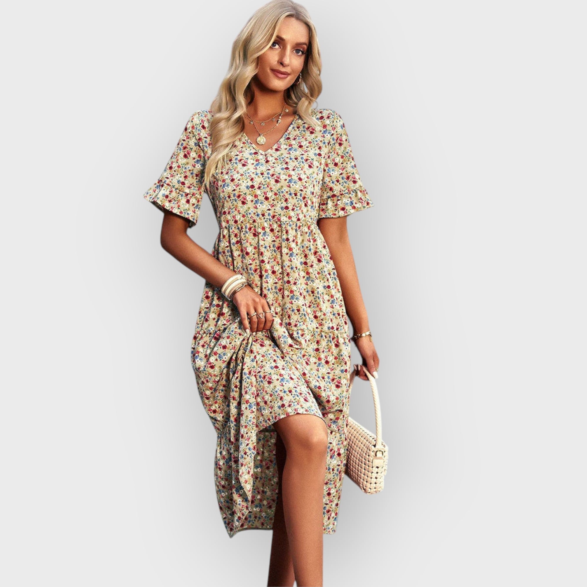 Amara | Summer floral print midi dress