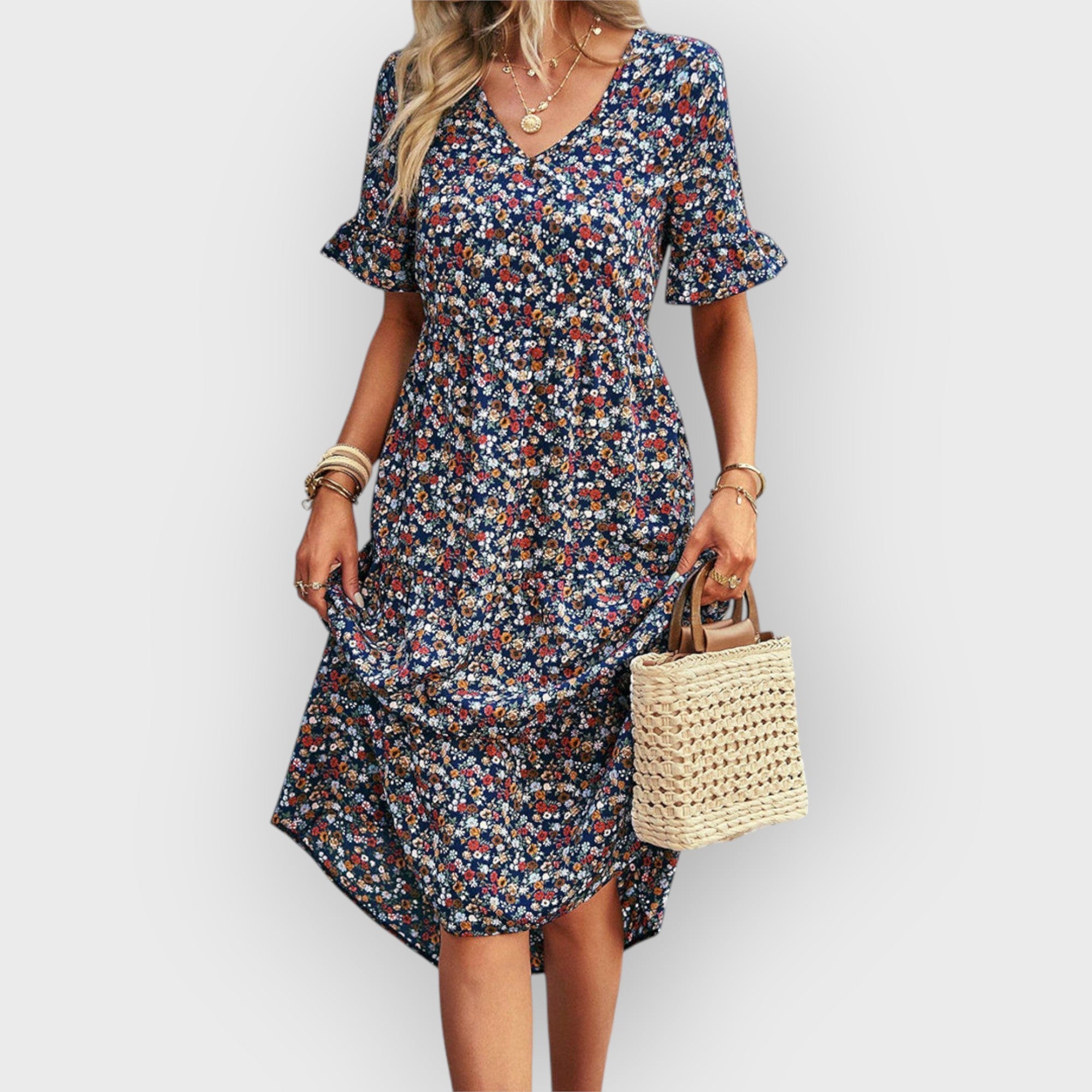 Amara | Summer floral print midi dress