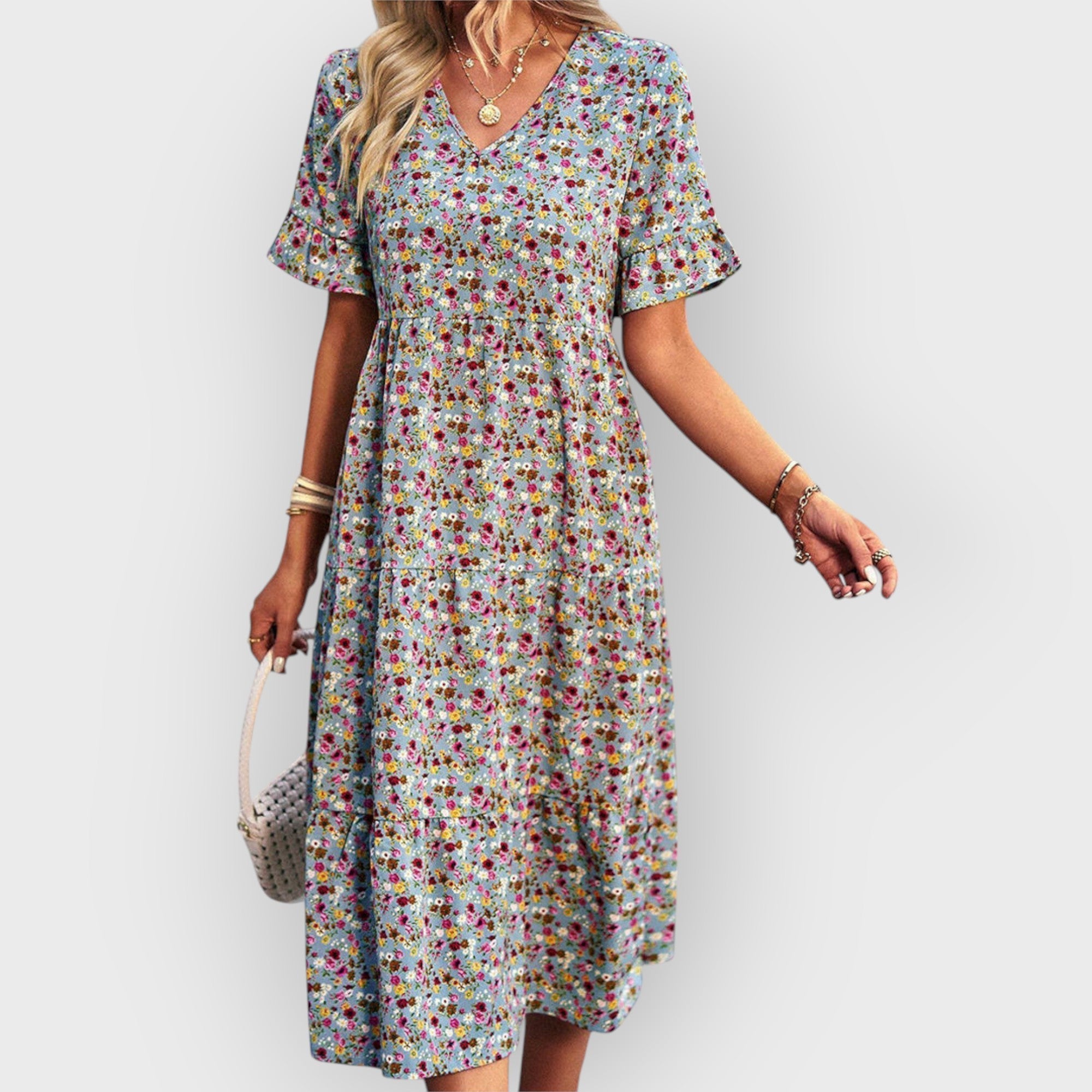 Amara | Summer floral print midi dress