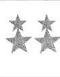 Double star Christmas earring in silver