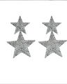 Double star Christmas earring in silver