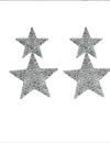 Double star Christmas earring in silver