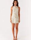 Golden Leo Embellished Mini Dress