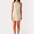 Golden Leo Embellished Mini Dress