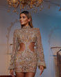 Sexy Round Neck Sequin Mesh Dress.