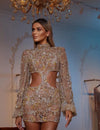 Sexy Round Neck Sequin Mesh Dress.