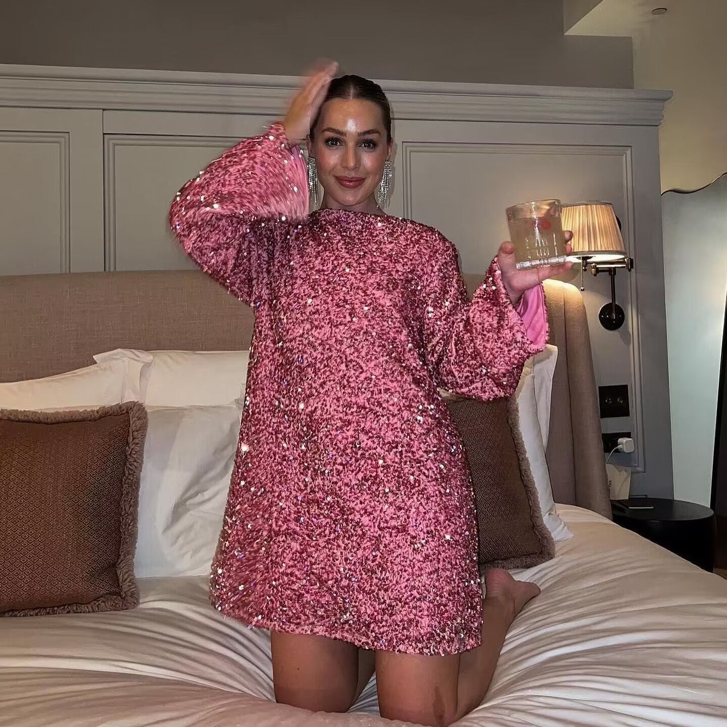 CLEMENTINE™ - Sparkly party dress with long sleeves