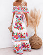 Oceana - Long printed dress with lace-up waist