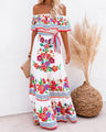 Oceana - Long printed dress with lace-up waist