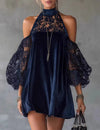 Aurélia lace velvet lantern dress