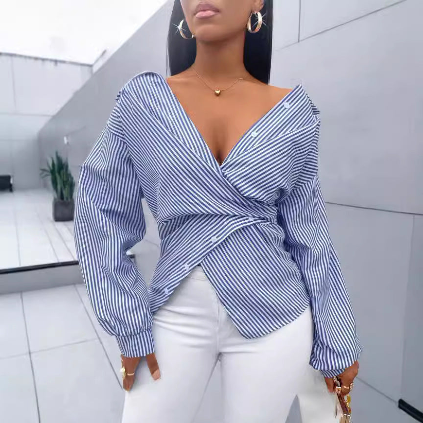 VANOVICH™ Milano Stripe Asymmetrical Shirt