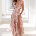 Lexi - Elegant open-back ruffled maxi dress