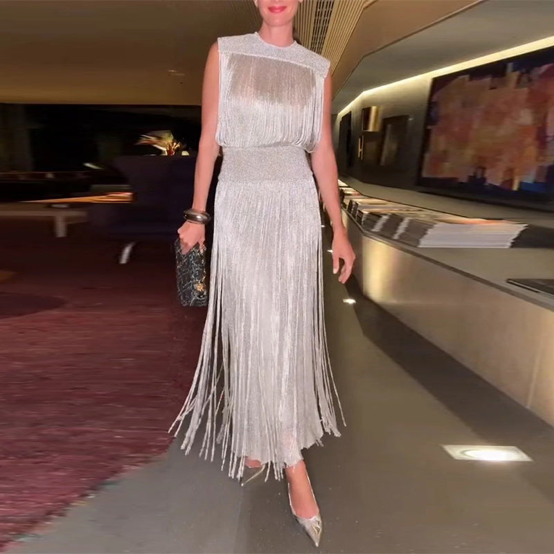 Aurora Luxe Sequin and Fringe Dress
