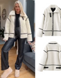 Lambswool Autumn Coat with Contrasting Colours
