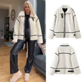Lambswool Autumn Coat with Contrasting Colours