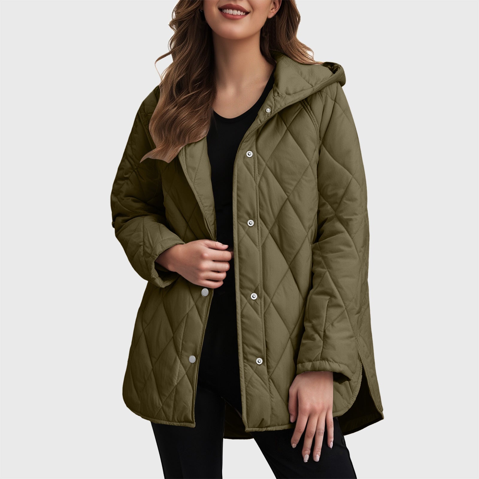 Sylvia Casual Hooded Jacket in Plain Plaid