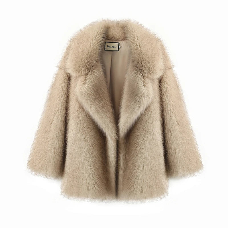 NeoMint™ Oversized Faux Fox Fur Coat with Colour Gradient