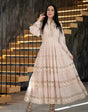 Elegant long dress with openwork embroidery and lace details