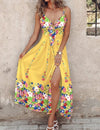 Riviera Bloom – Floral print midi dress with a flowing skirt