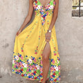 Riviera Bloom – Floral print midi dress with a flowing skirt