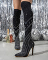Eilyken Diamond High Heel Sock Boots
