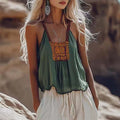 Ethnic retro shirt with suspenders