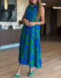 Dress with pleats and pockets in Serenity print