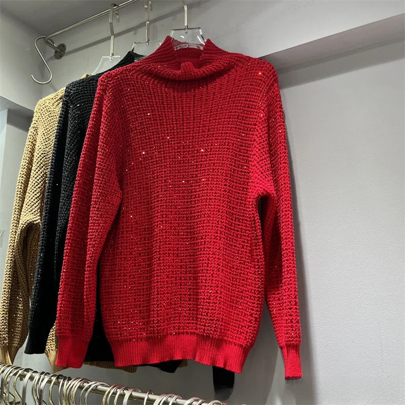 Knitted turtleneck with argyle detail