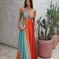 Solana Vibe - Open Back Boho Cut-Out Maxi Dress