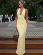 The Soleil open-back halter midi dress