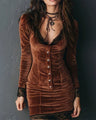 Vintage Lace Button-Up Bodycon Dress
