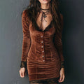 Vintage Lace Button-Up Bodycon Dress
