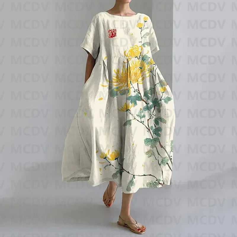 Vintage Blossom Midi Dress