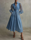 Denimelle mesh luxury midi dress