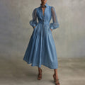 Denimelle mesh luxury midi dress